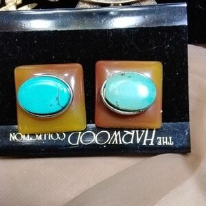 Turquoise and Amber Earrings